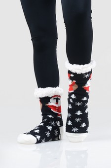 Women's Non-slip Pug Santa Claus Christmas Slipper Socks style 2