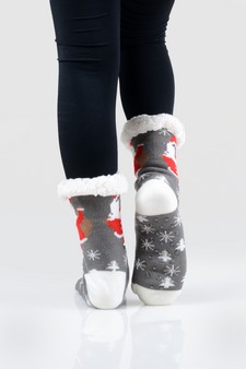Women's Non-slip Pug Santa Claus Christmas Slipper Socks style 6