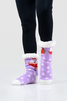 Women's Non-slip Pug Santa Claus Christmas Slipper Socks style 7