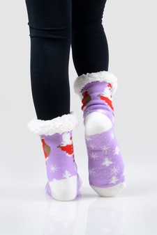 Women's Non-slip Pug Santa Claus Christmas Slipper Socks style 8