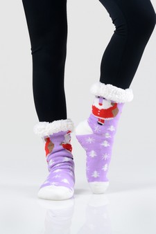 Women's Non-slip Pug Santa Claus Christmas Slipper Socks style 9