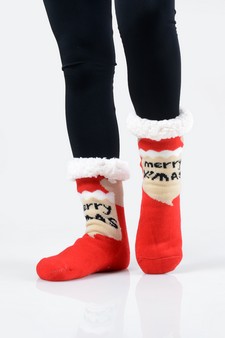 Women's Non-slip Merry X-Mas Slipper Socks style 10