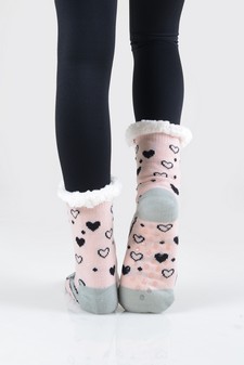 Women's Non-slip Faux Sherpa Snowman Dot Pattern Slipper Socks style 10