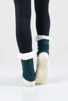 Women's Non-slip Faux Sherpa Snowman Dot Pattern Slipper Socks style 16