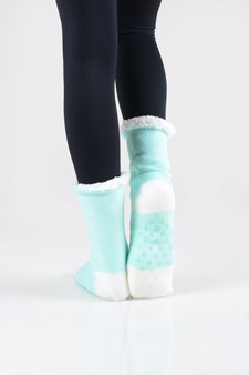 Women's Non-slip Faux Sherpa Snowman Dot Pattern Slipper Socks style 19