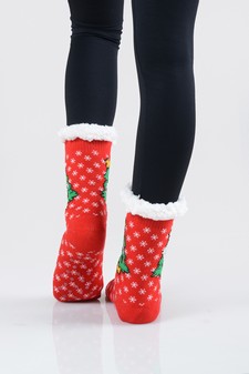 Women's Non-slip Faux Sherpa Christmas Spirit Slipper Socks style 10