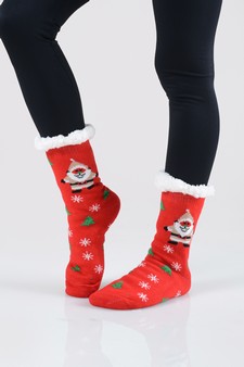 Women's Non-slip Faux Sherpa Christmas Spirit Slipper Socks style 12