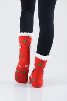Women's Non-slip Faux Sherpa Christmas Spirit Slipper Socks style 13