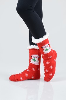 Women's Non-slip Faux Sherpa Christmas Spirit Slipper Socks style 15