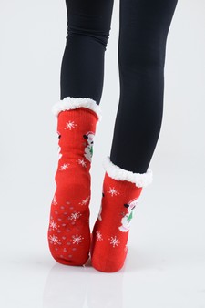 Women's Non-slip Faux Sherpa Christmas Spirit Slipper Socks style 16
