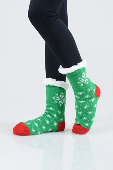 Women's Non-slip Faux Sherpa Christmas Spirit Slipper Socks style 18