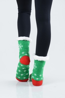 Women's Non-slip Faux Sherpa Christmas Spirit Slipper Socks style 19
