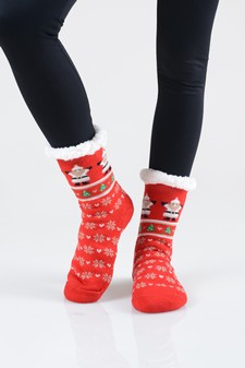 Women's Non-slip Faux Sherpa Christmas Spirit Slipper Socks style 2