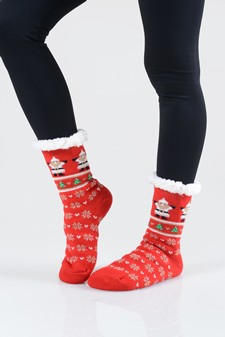Women's Non-slip Faux Sherpa Christmas Spirit Slipper Socks style 3