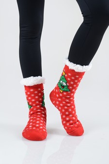 Women's Non-slip Faux Sherpa Christmas Spirit Slipper Socks style 8