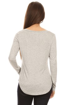Solid V-Neck Long Sleeve Top style 4
