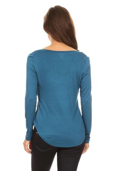 Solid V-Neck Long Sleeve Top style 4