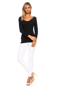 Solid ¾ Sleeve w/ Neck Tie Top style 4