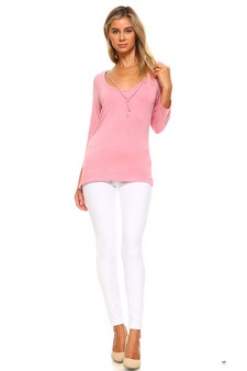 Solid ¾ Sleeve w/ Neck Tie Top style 4