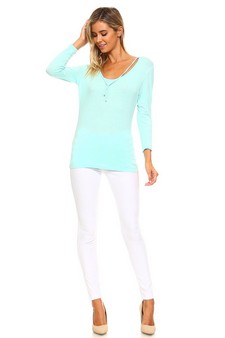 Solid ¾ Sleeve w/ Neck Tie Top style 5