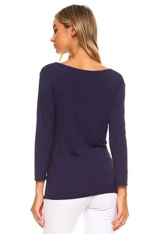 Solid ¾ Sleeve w/ Neck Tie Top style 3