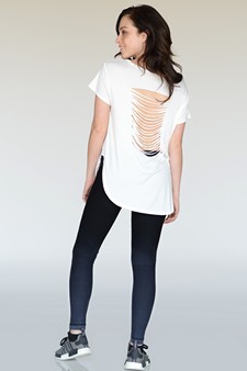Women’s Knit Athleisure Top w/ Slashed-Back style 5