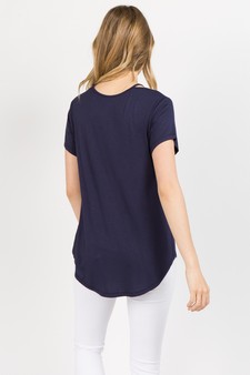 Lady's Short Sleeve Knit Top w/Shoulder Cut Out Detail style 5