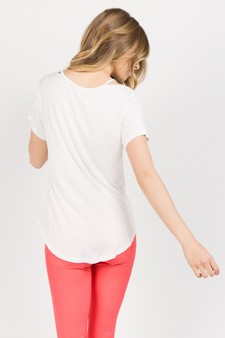 Lady's Short Sleeve Knit Top w/Shoulder Cut Out Detail style 3