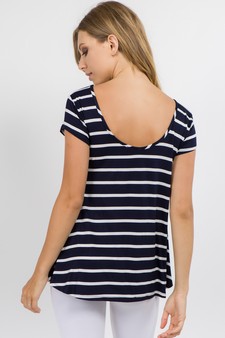 Women's Short Sleeve Striped Top style 3