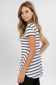 Women's Short Sleeve Striped Top style 3