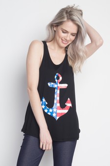American Flag Anchor Tribal Racer Back Tank Top style 4