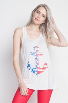 American Flag Anchor Tribal Racer Back Tank Top style 2