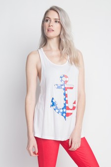 American Flag Anchor Tribal Racer Back Tank Top style 3