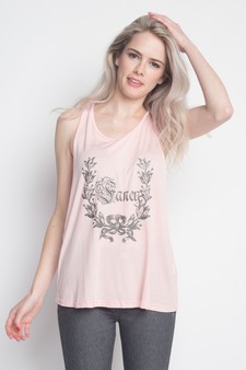 Racer-Back Top with Printed Design - 