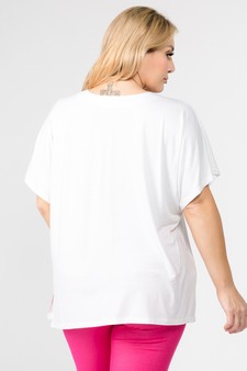 Women's Short Sleeve V-Neck Oversized Top (XXL only) style 3