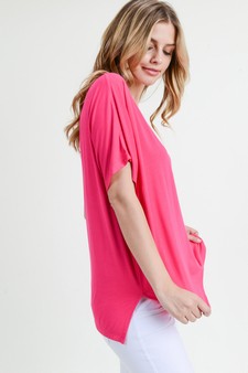 Women's Short Sleeve V-Neck Oversized Top style 4