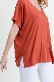 Women's Short Sleeve V-Neck Oversized Top style 7