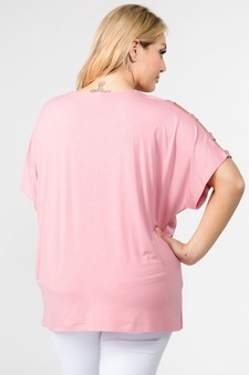 Women's Short Dolman Sleeve Top with Lattice Detail style 4