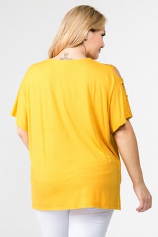 Women's Short Dolman Sleeve Top with Lattice Detail style 3