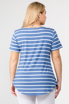 Women's Short Sleeve Striped Tunic Top style 4