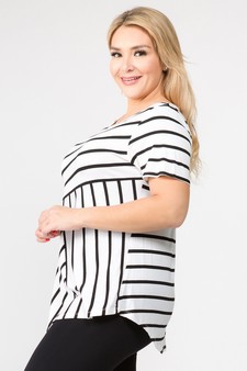 Women's Short Sleeve Striped Tunic Top style 3