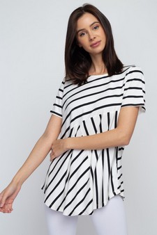 Women's Short Sleeve Striped Tunic Top style 4