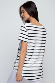 Women's Short Sleeve Striped Tunic Top style 5
