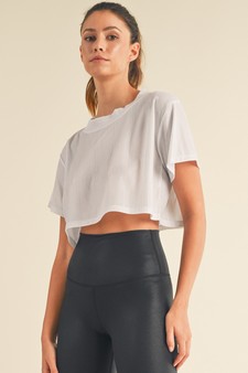 Women's Shimmering Short Sleeve Cropped Top style 2