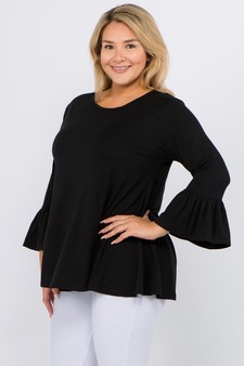Women's 3/4 Bell Sleeve Top - Plus Size style 2