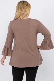 Women's 3/4 Bell Sleeve Top - Plus Size style 3