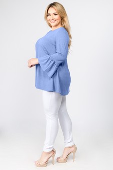 Women's 3/4 Bell Sleeve Top - Plus Size style 3