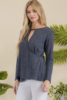 Women's Keyhole Wrap Sweater Top style 4