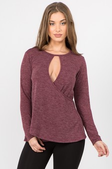 Women's Keyhole Wrap Sweater Top style 2