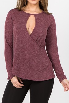 Women's Keyhole Wrap Sweater Top style 6